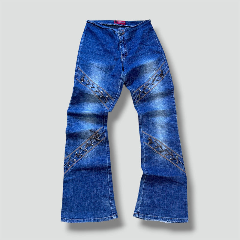Sourced limited accessories and clothes CKK Vintage leatherband bootcut jeans – Secondhand Streetwear