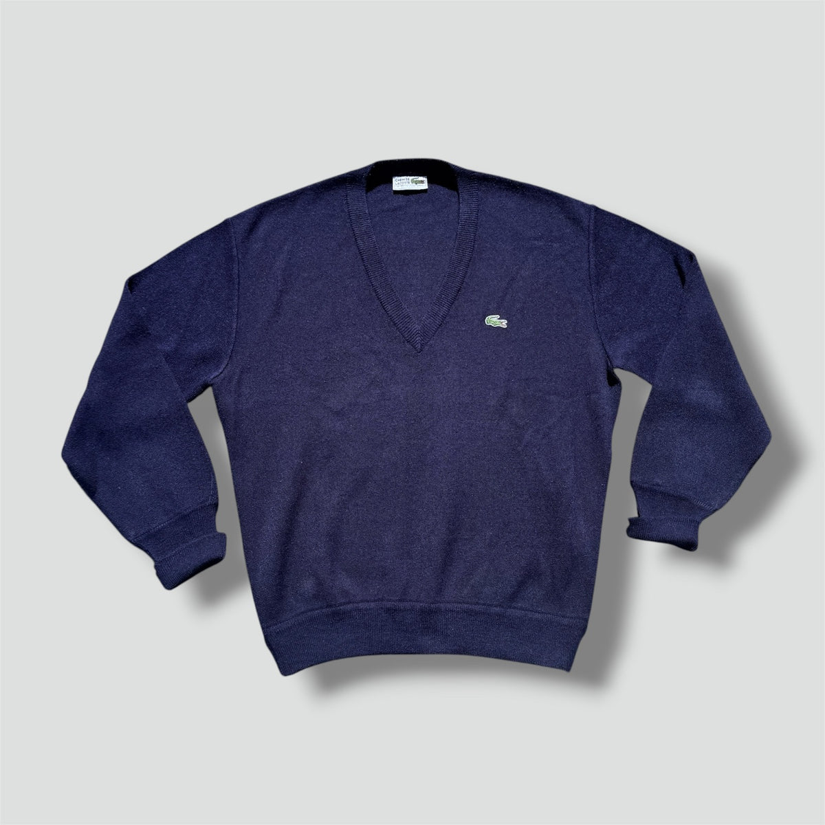 Lacoste vintage retro V-neck sweatshirt