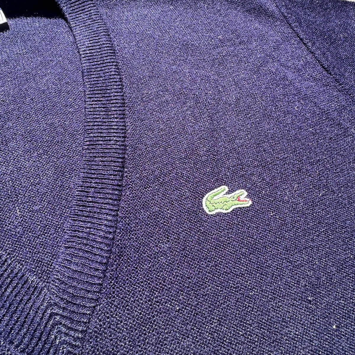 Lacoste vintage retro V-neck sweatshirt