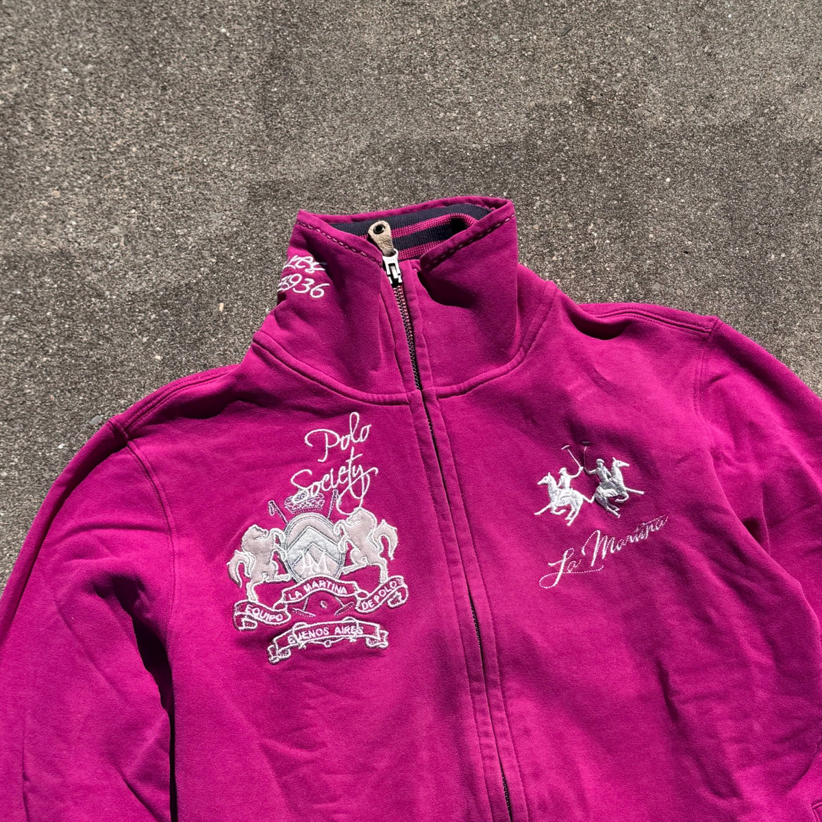 La Martina Buenos Aires pink retro cardigan