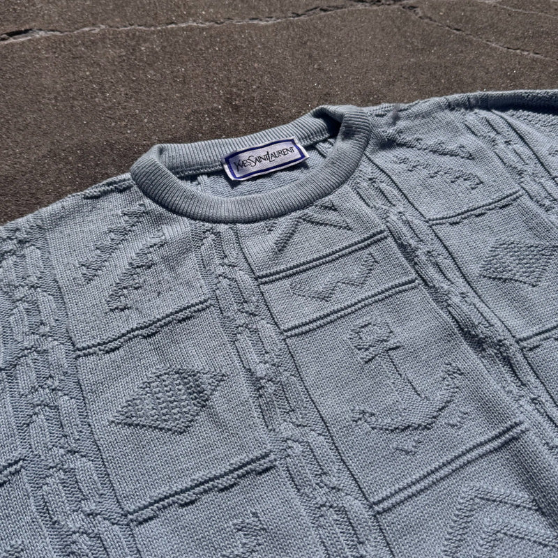 Detailansicht: Sourced limited accessories and clothes Yves Saint Laurent vintage sailing knit sweatshirt – Logo, Nähte oder Material