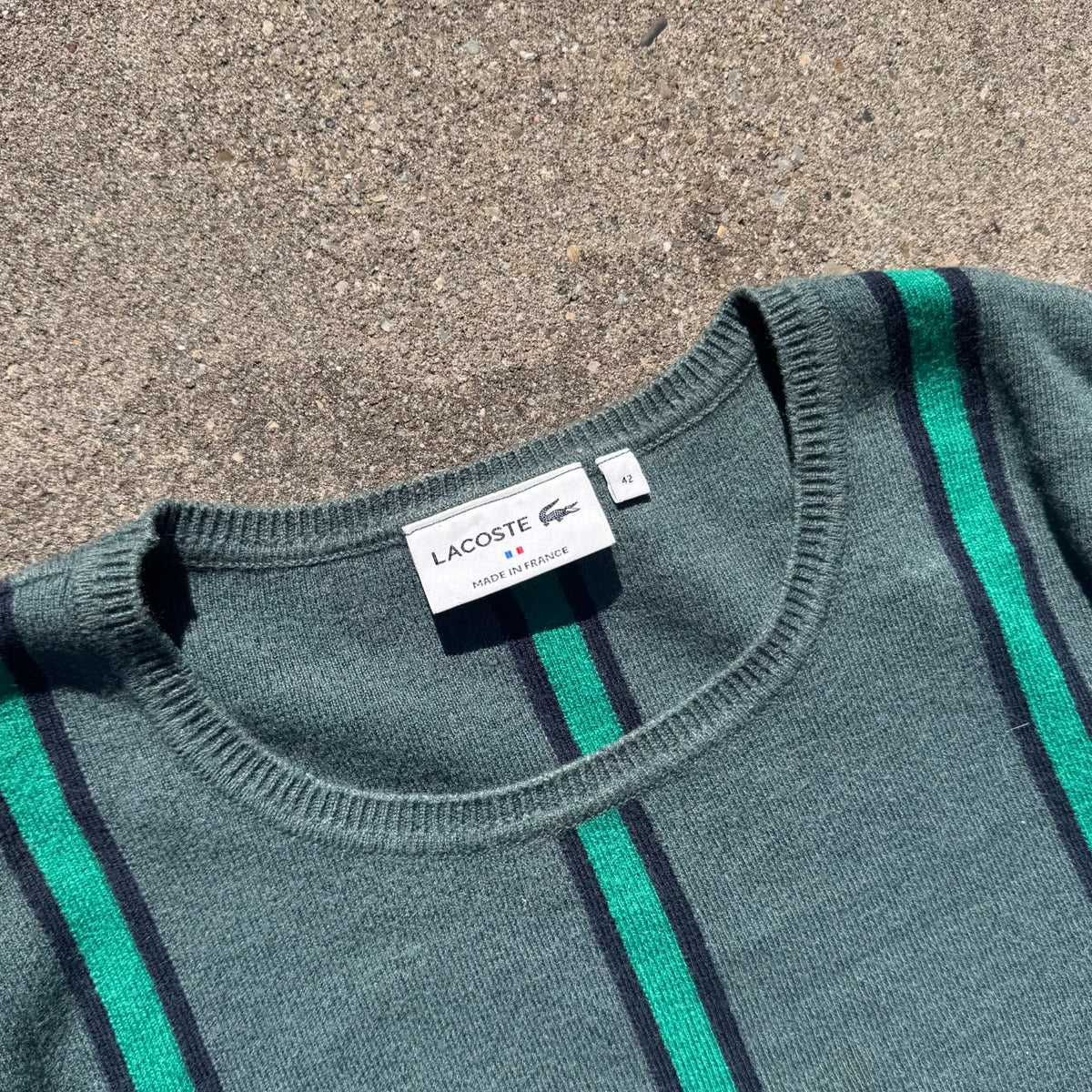 Lacoste green striped sweatshirt