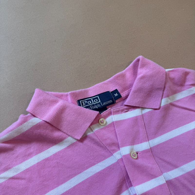 Detailansicht: Sourced limited accessories and clothes Polo Ralph Lauren pink striped vintage shirt – Logo, Nähte oder Material