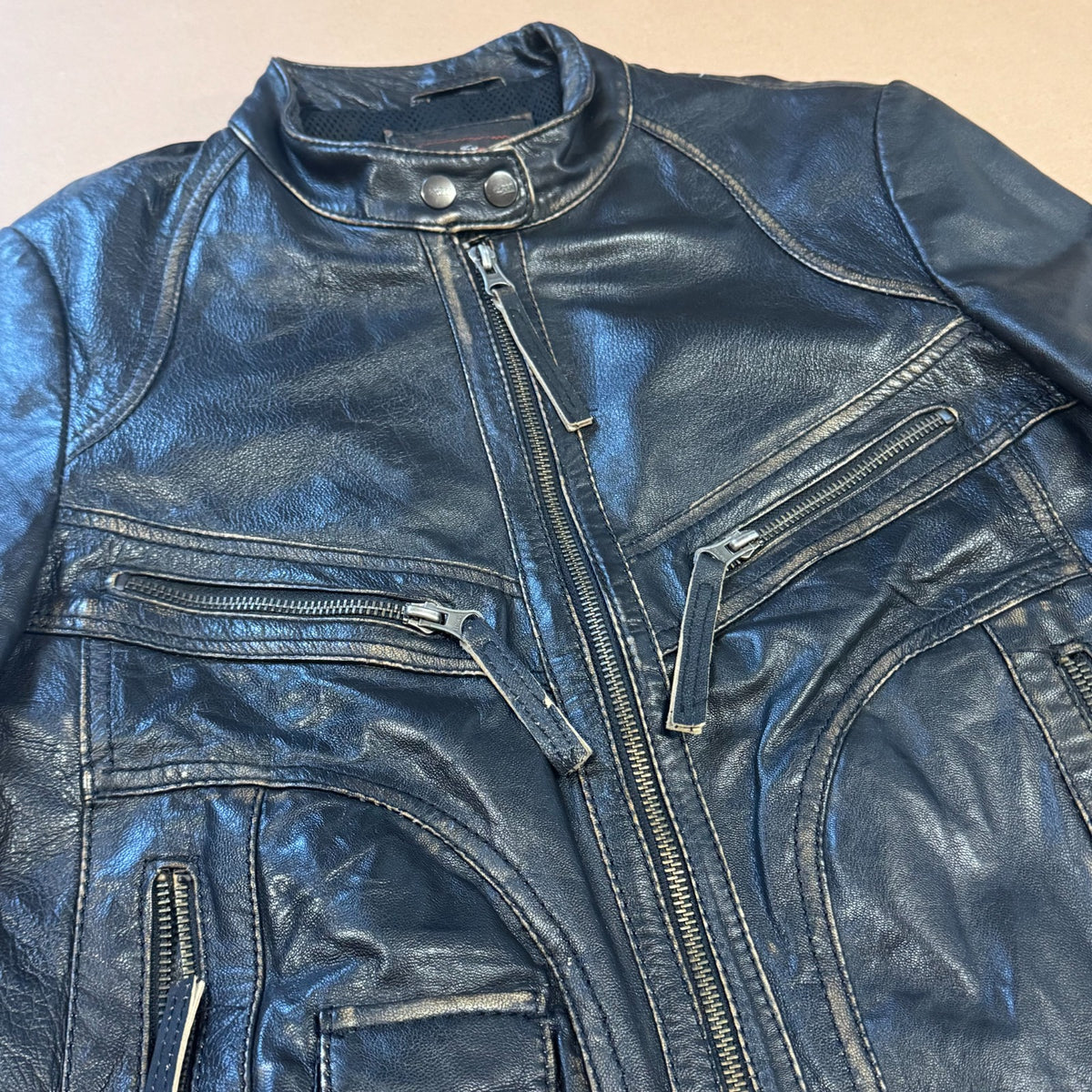 Redskins black vintage women's leather jacket