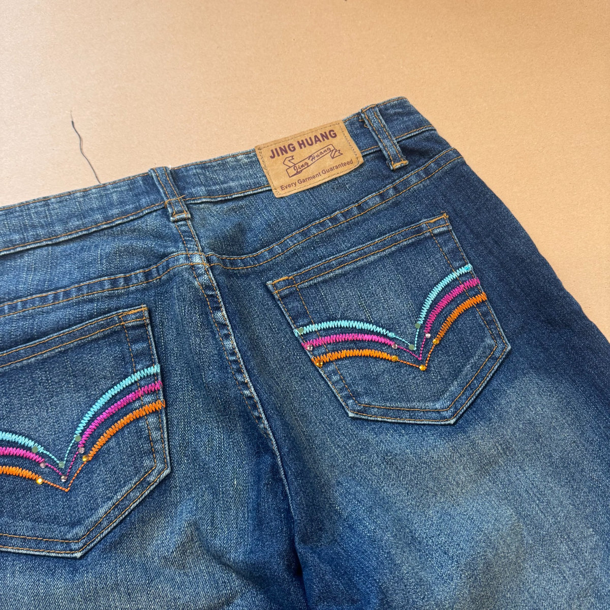 Jing Huang vintage floral baggy jeans