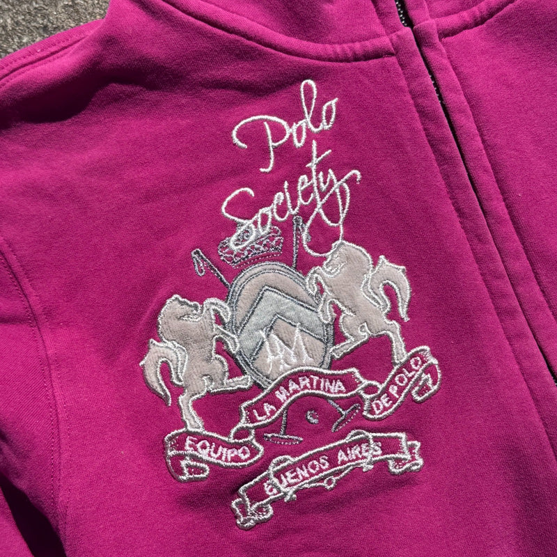 Detailansicht: Sourced limited accessories and clothes La Martina Buenos Aires pink retro cardigan – Logo, Nähte oder Material