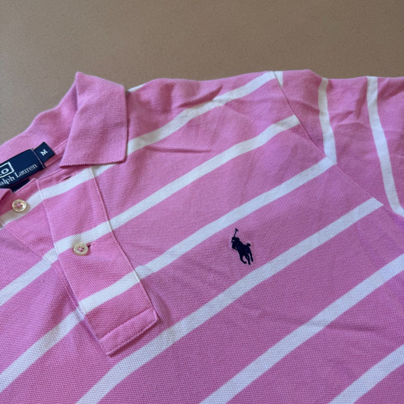 Detailansicht: Sourced limited accessories and clothes Polo Ralph Lauren pink striped vintage shirt – Logo, Nähte oder Material