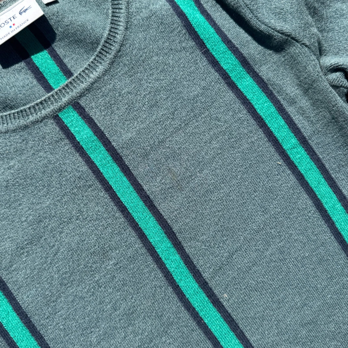 Lacoste green striped sweatshirt