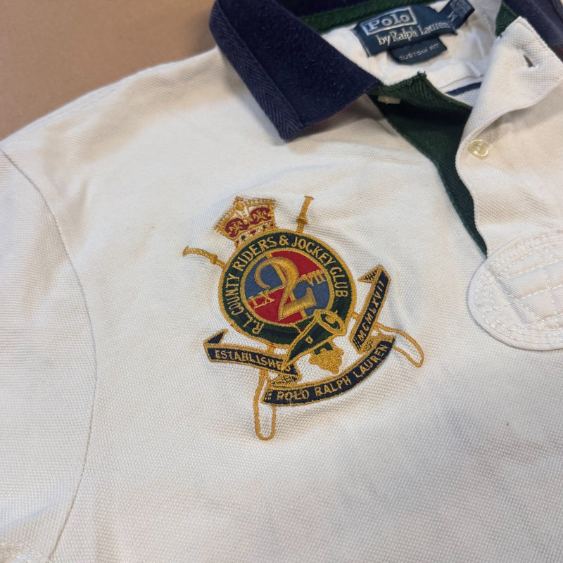 Detailansicht: Sourced limited accessories and clothes Polo Challenge Ralph Lauren white vintage shirt – Logo, Nähte oder Material