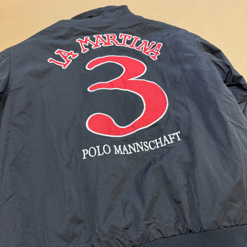 Detailansicht: Sourced limited accessories and clothes La Martina Porsche 2008 black rain jacket – Logo, Nähte oder Material