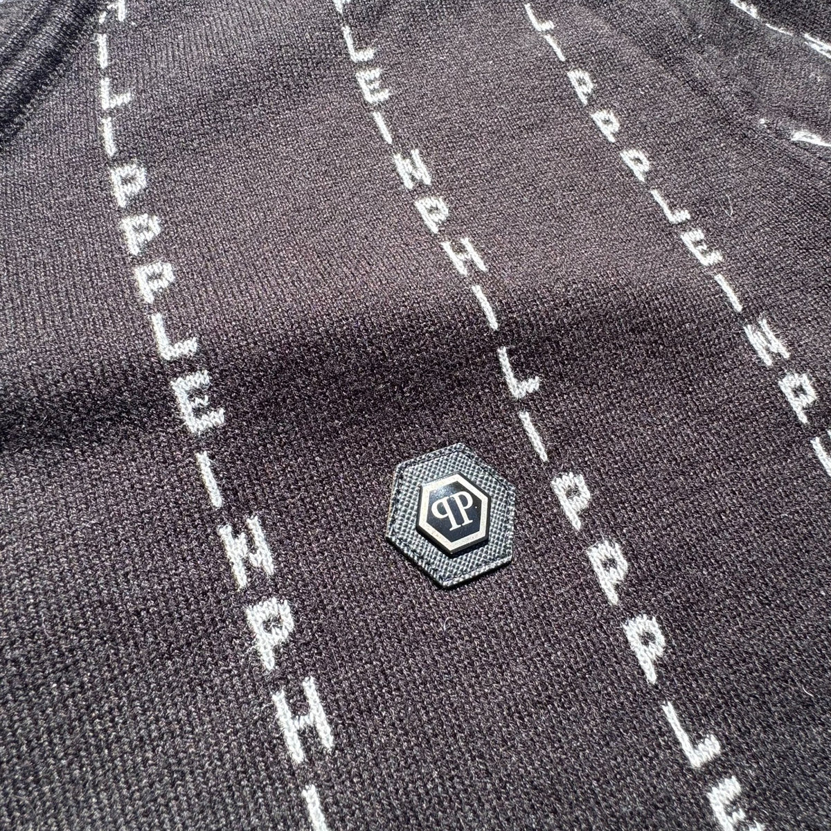 Philipp Plein monogram black V-neck sweater