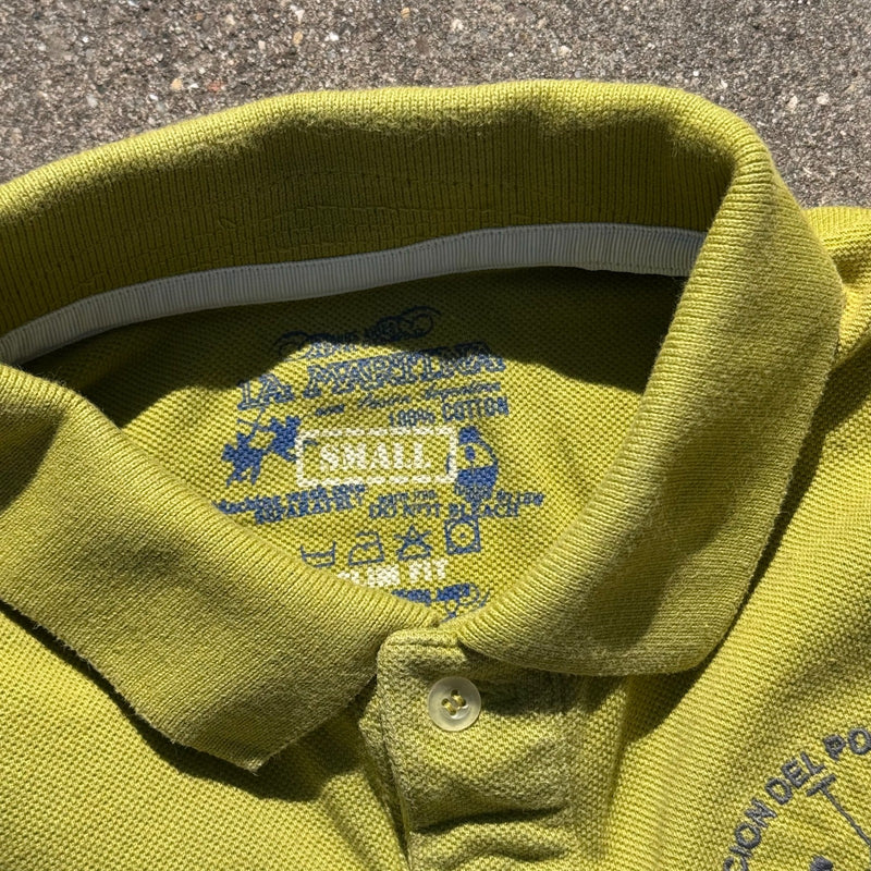 Detailansicht: Sourced limited accessories and clothes La Martina vintage green no3 polo shirt – Logo, Nähte oder Material