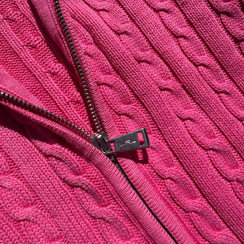 Detailansicht: Sourced limited accessories and clothes Lauren Sport Ralph Lauren pink knitted cardigan – Logo, Nähte oder Material