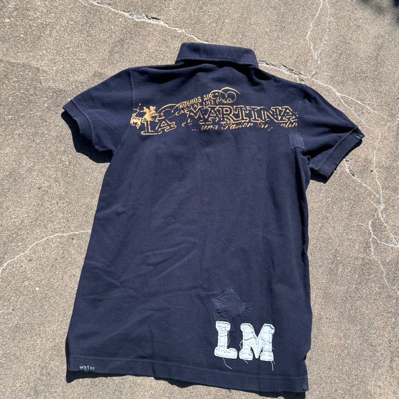 Detailansicht: Sourced limited accessories and clothes La Martina vintage black no2 polo shirt – Logo, Nähte oder Material