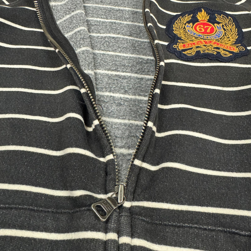 Detailansicht: Sourced limited accessories and clothes Polo Jeans Co. by Ralph Lauren striped zip-up hoodie – Logo, Nähte oder Material