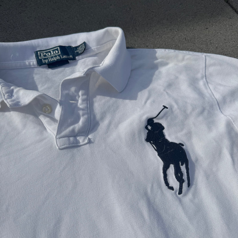 Detailansicht: Sourced limited accessories and clothes Polo Ralph Lauren Big Pony white longsleeve – Logo, Nähte oder Material