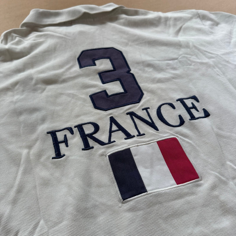 Detailansicht: Sourced limited accessories and clothes Polo Ralph Lauren France white poloshirt – Logo, Nähte oder Material