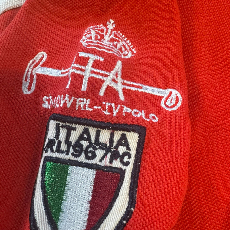 Detailansicht: Sourced limited accessories and clothes Polo Ralph Lauren Italia red poloshirt – Logo, Nähte oder Material