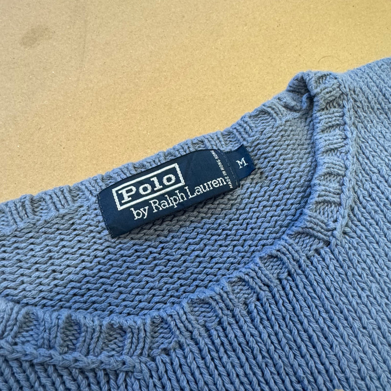 Detailansicht: Sourced limited accessories and clothes Polo Ralph Lauren knitted blue vintage sweat – Logo, Nähte oder Material