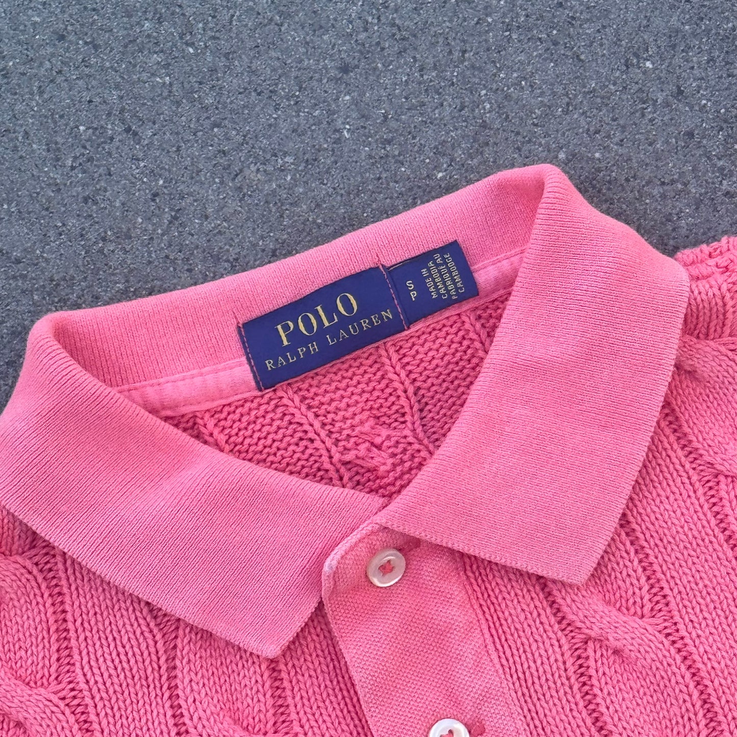 Polo Ralph Lauren pink knit slim poloshirt – Close-up 1