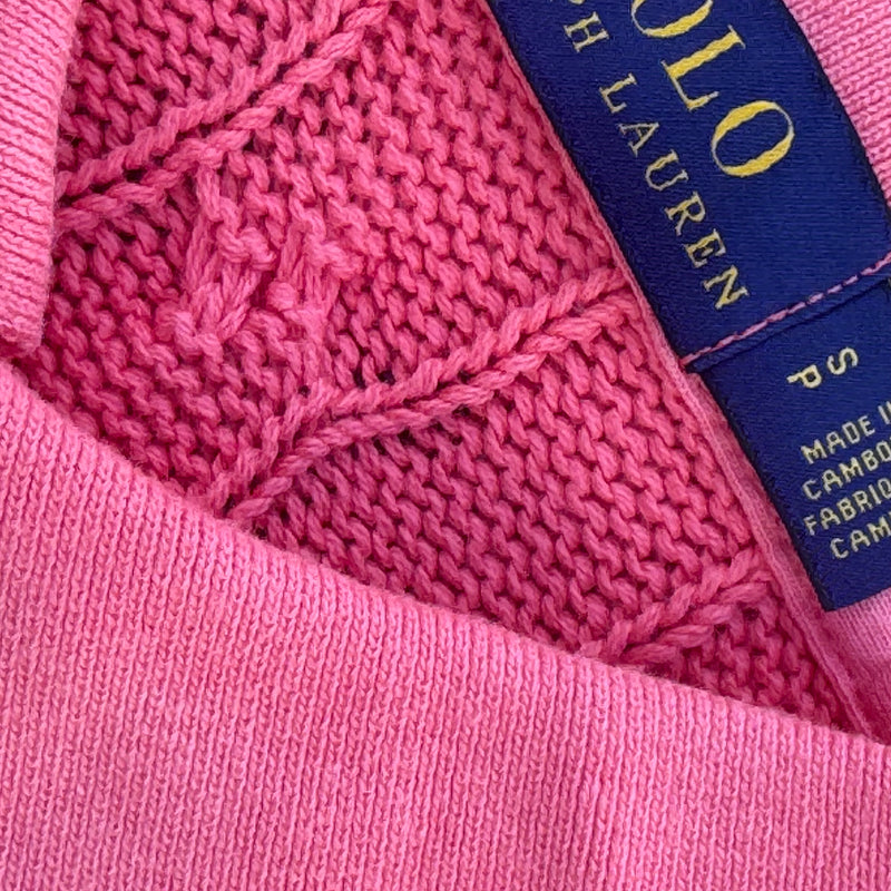 Detailansicht: Sourced limited accessories and clothes Polo Ralph Lauren pink knit slim poloshirt – Logo, Nähte oder Material