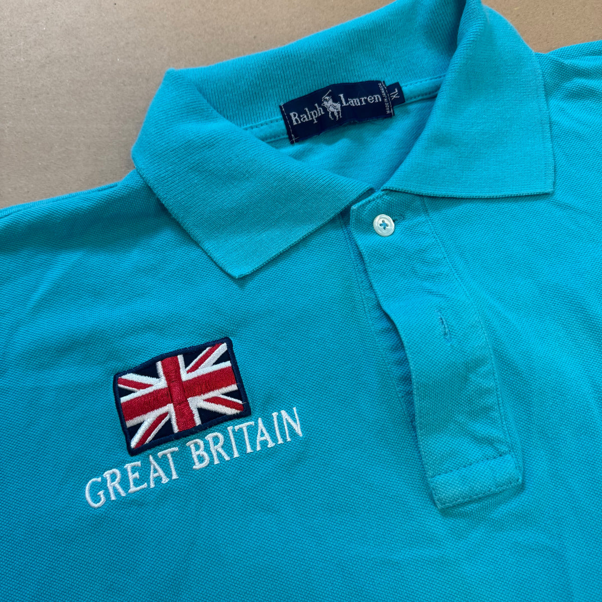 Polo Ralph Lauren skyblue Great Britain poloshirt – Close-up 1