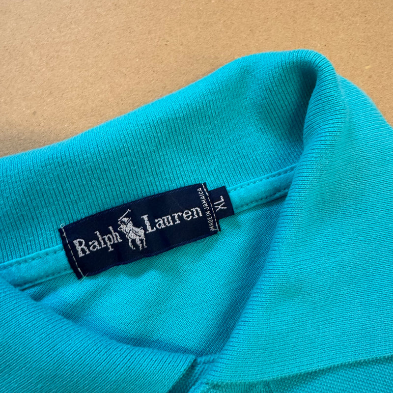 Detailansicht: Sourced limited accessories and clothes Polo Ralph Lauren skyblue Great Britain poloshirt – Logo, Nähte oder Material
