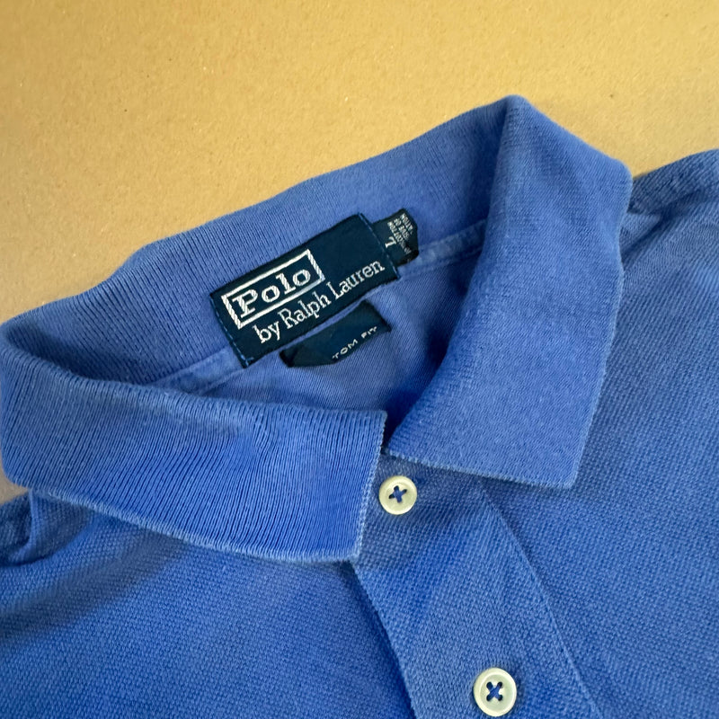Detailansicht: Sourced limited accessories and clothes Ralph Lauren Big Pony blue poloshirt – Logo, Nähte oder Material