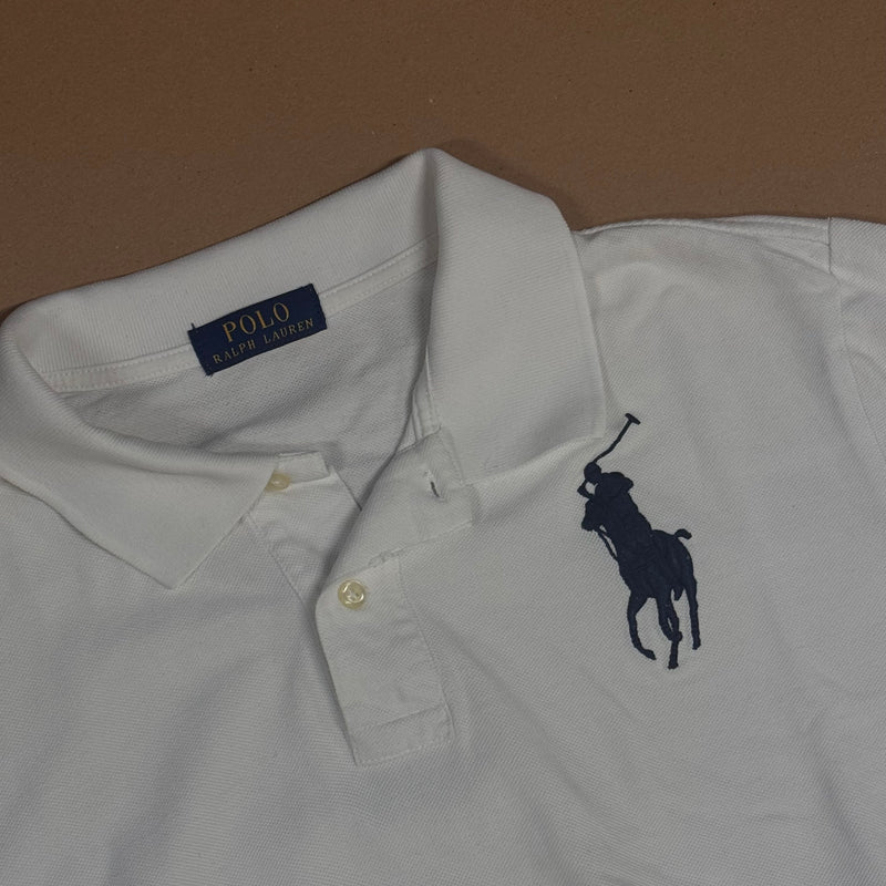 Detailansicht: Sourced limited accessories and clothes Ralph Lauren Big Pony vintage white polo – Logo, Nähte oder Material