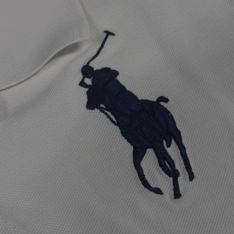 Detailansicht: Sourced limited accessories and clothes Ralph Lauren Big Pony vintage white polo – Logo, Nähte oder Material