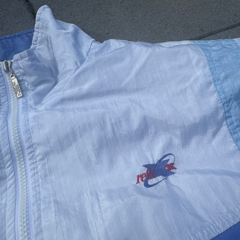 Detailansicht: Sourced limited accessories and clothes Reflex shiny white vintage rain jacket – Logo, Nähte oder Material
