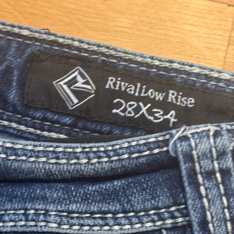 Detailansicht: Sourced limited accessories and clothes Rock and Roll y2k bootcut retro jeans – Logo, Nähte oder Material