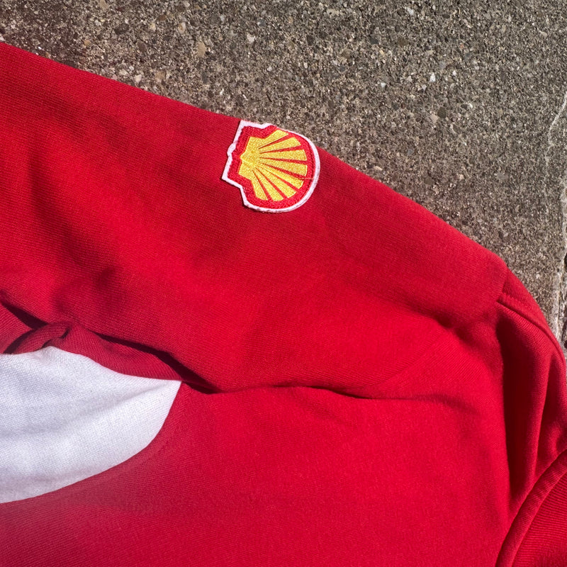 Detailansicht: Sourced limited accessories and clothes Scuderia Ferrari vintage red zip-up – Logo, Nähte oder Material