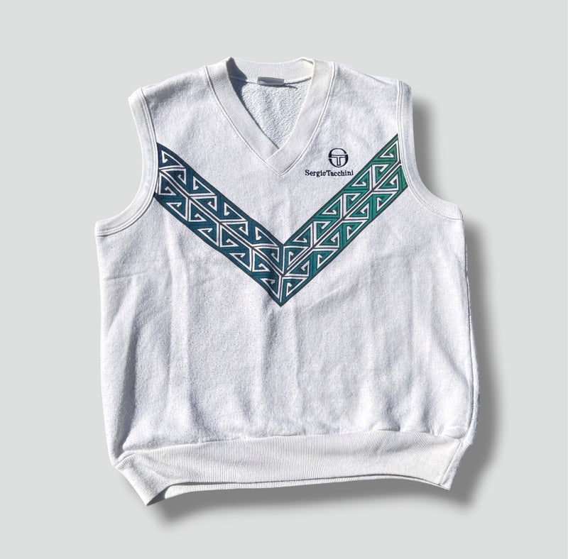 Sourced limited accessories and clothes Sergio Tacchini vintage 90s white vest – Secondhand Streetwear