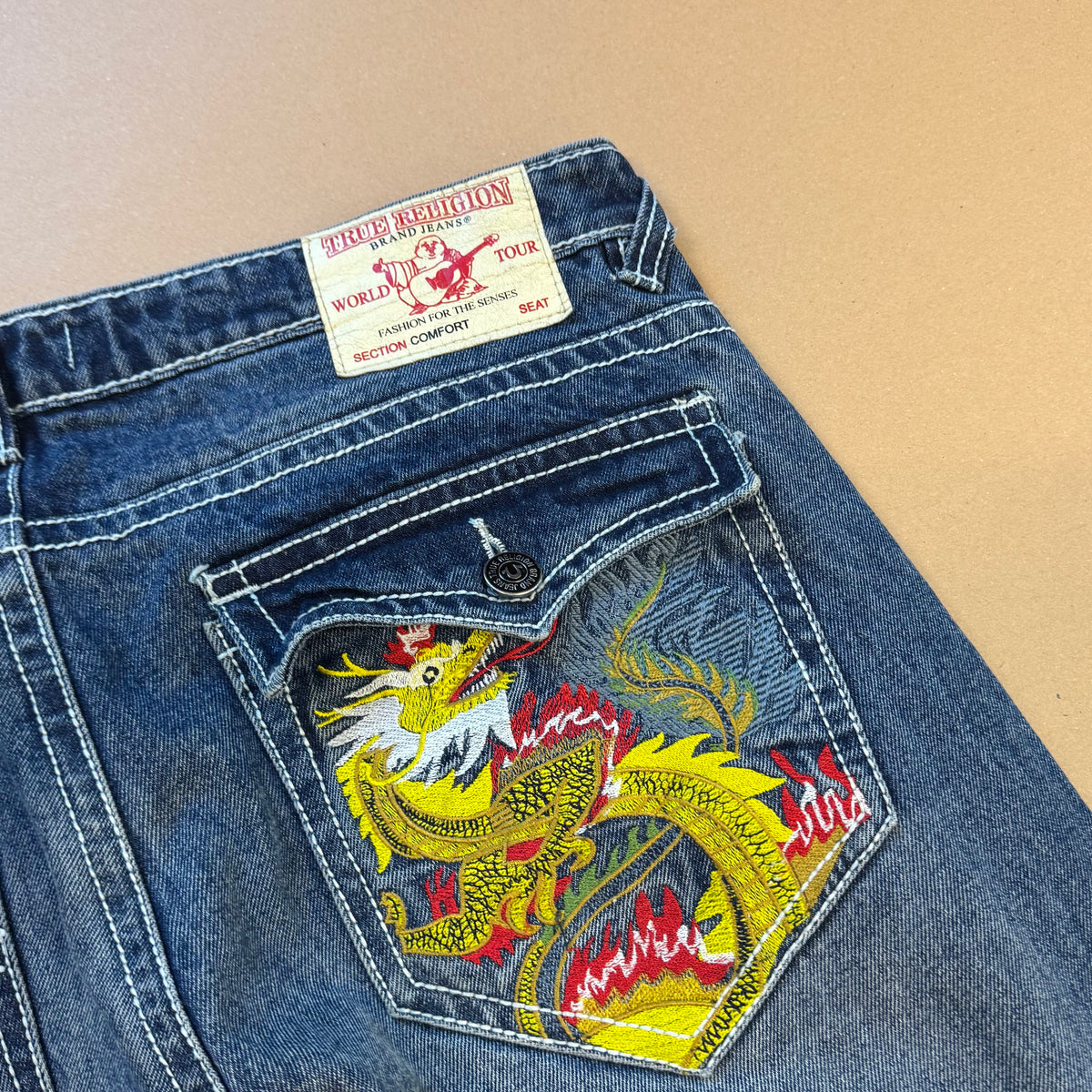 True Religion Stitched Dragon Straight Leg Jeans – Close-up 2