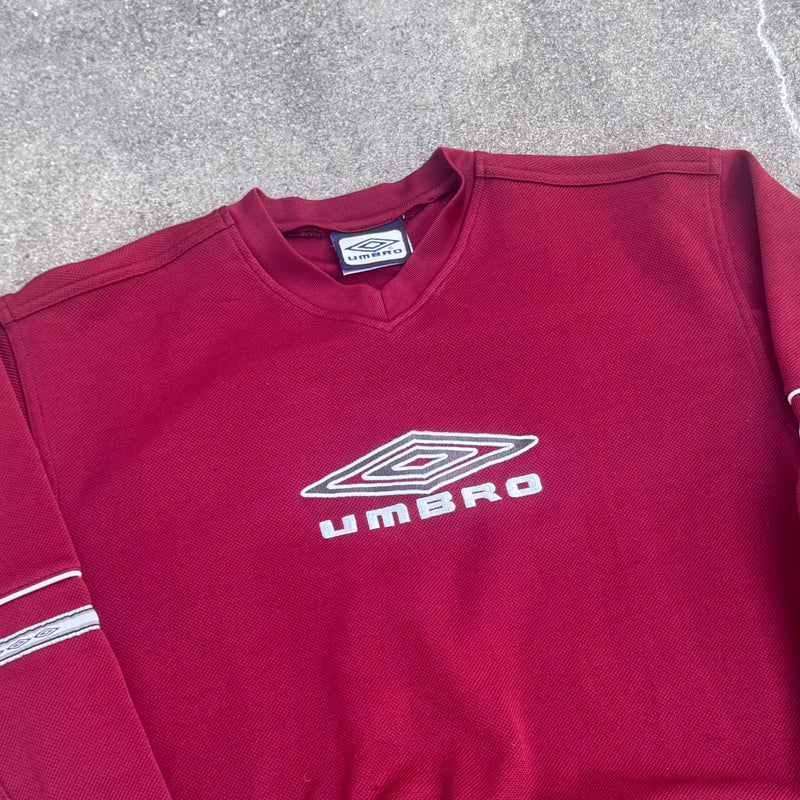 Detailansicht: Sourced limited accessories and clothes Umbro vintage burgundy retro sweatshirt – Logo, Nähte oder Material