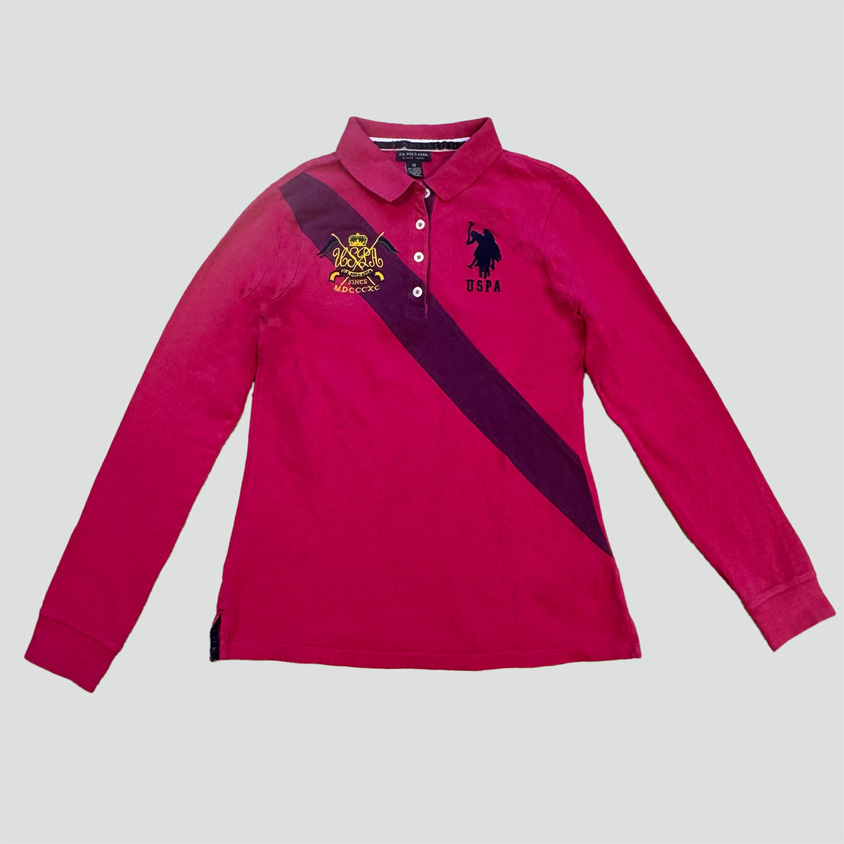 US Polo Assn pink long sleeve poloshirt