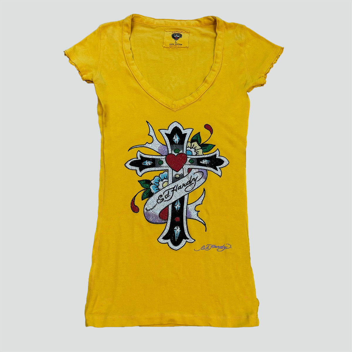 Vintage Ed Hardy cross long dress