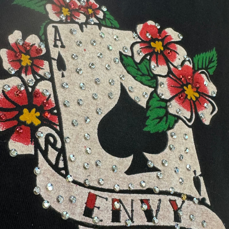 Detailansicht: Sourced limited accessories and clothes Vintage Ed Hardy Y2K rhinestones t-shirt – Logo, Nähte oder Material