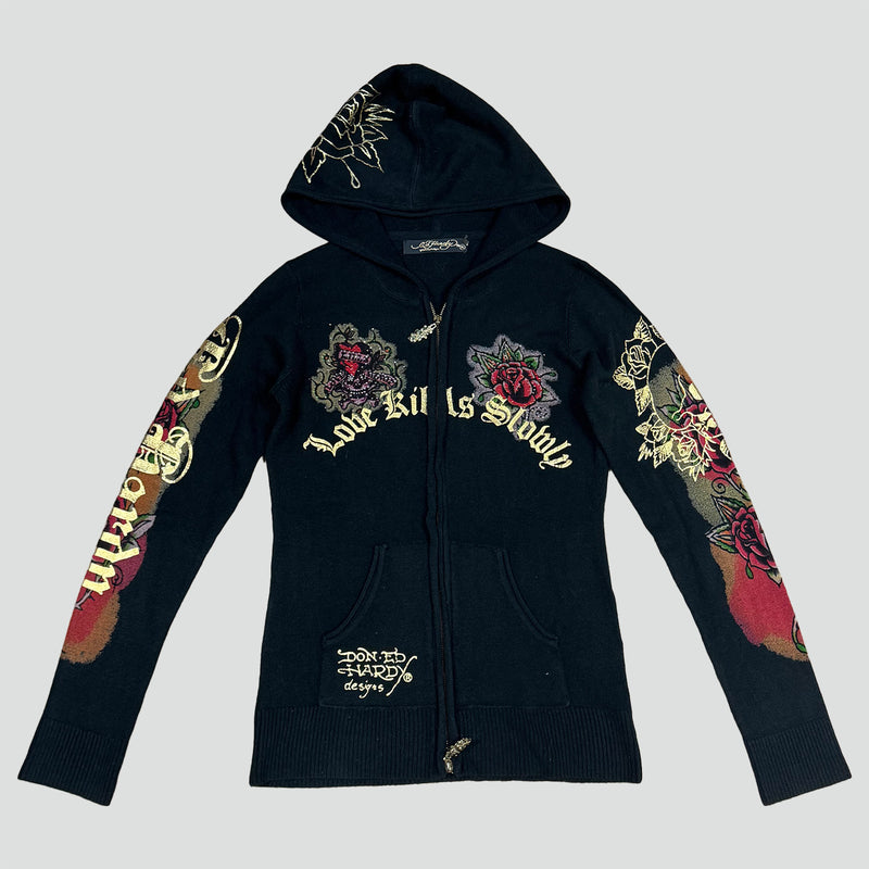 Sourced limited accessories and clothes Vintage Ed Hardy zip-up hoodie – Secondhand Streetwear