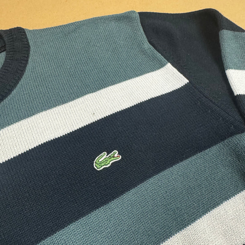 Detailansicht: Sourced limited accessories and clothes Vintage Lacoste striped knitted sweater – Logo, Nähte oder Material