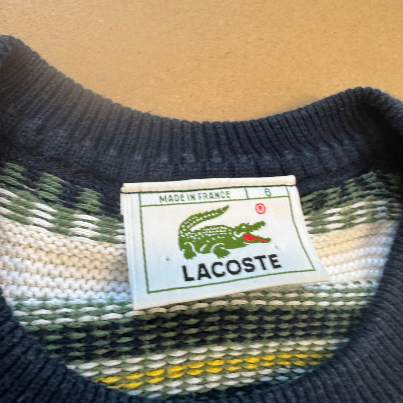 Detailansicht: Sourced limited accessories and clothes Vintage Lacoste striped knitted sweatshirt – Logo, Nähte oder Material