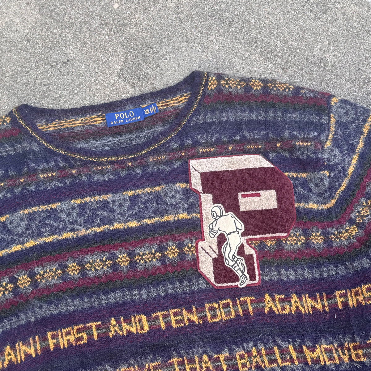 Vintage Polo Ralph Lauren wool colourful sweatshirt – Close-up 1