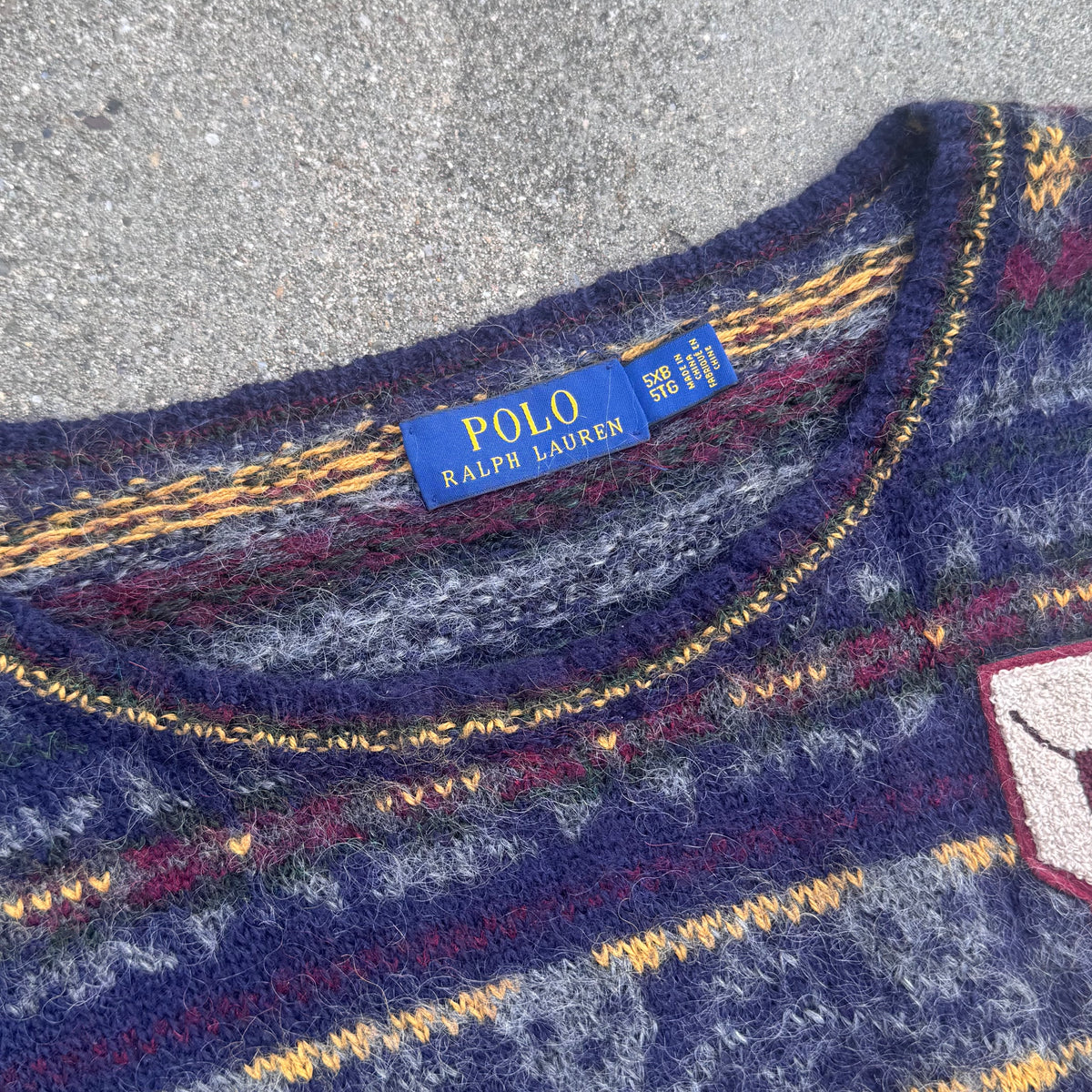 Vintage Polo Ralph Lauren wool colourful sweatshirt – Close-up 2
