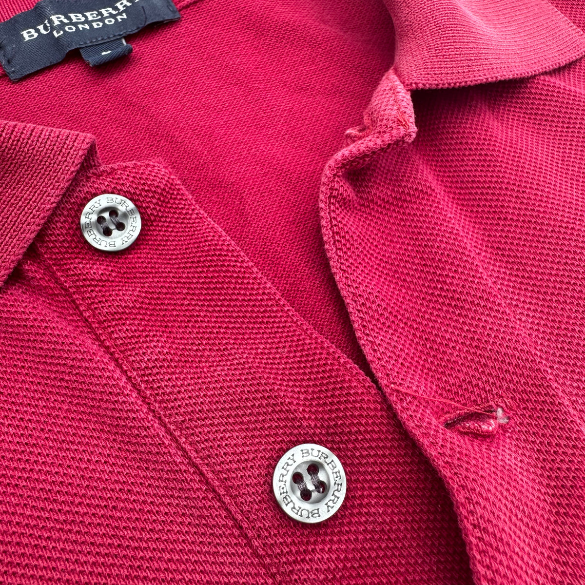 Vintage red Burberry London poloshirt – Close-up 3