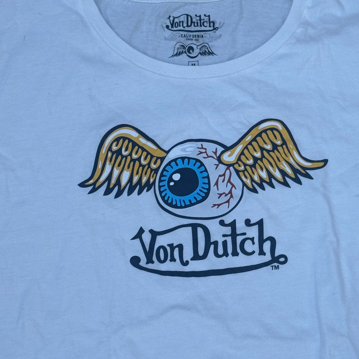Von Dutch eye white retro t-shirt – Close-up 1