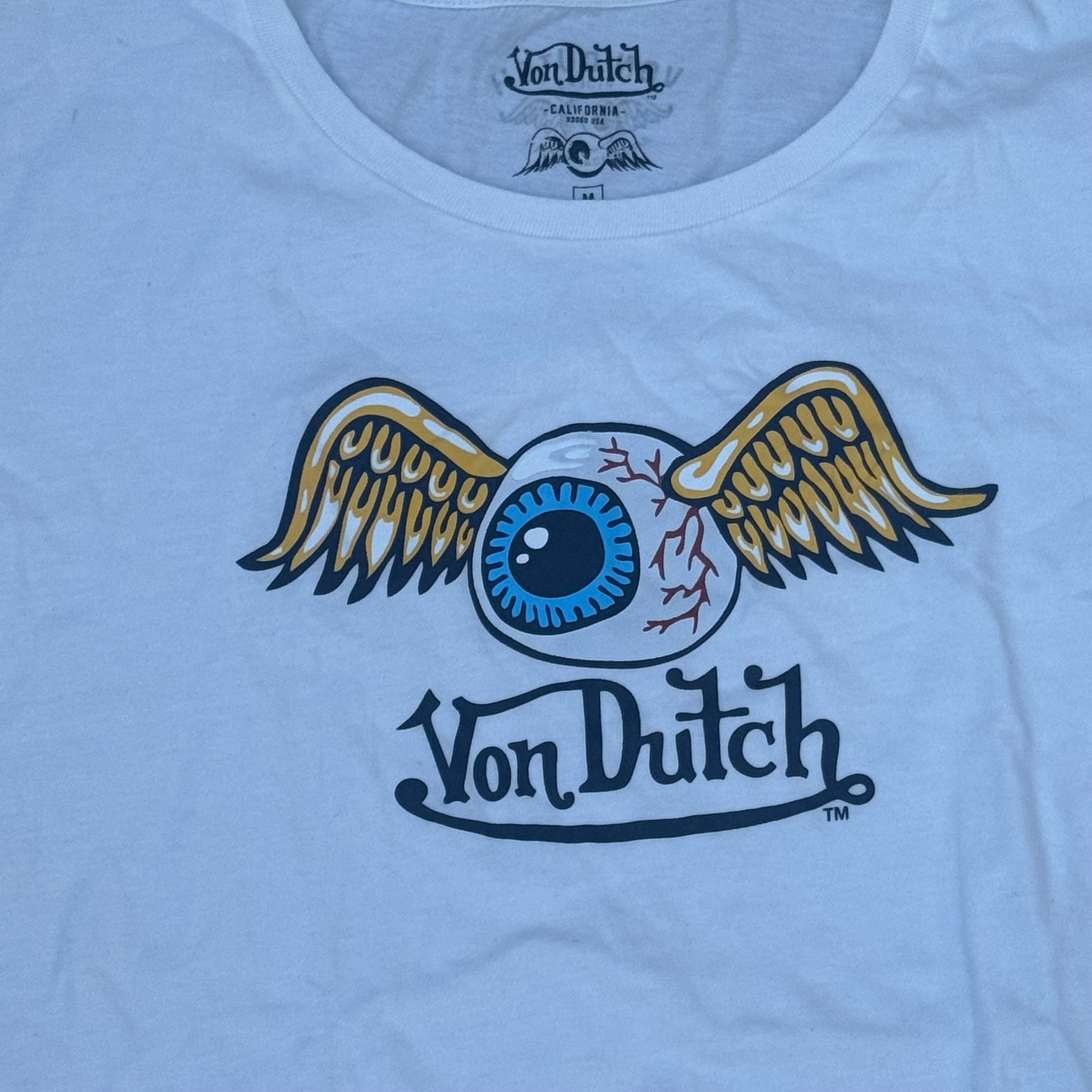 Von Dutch eye white retro t-shirt – Close-up 1