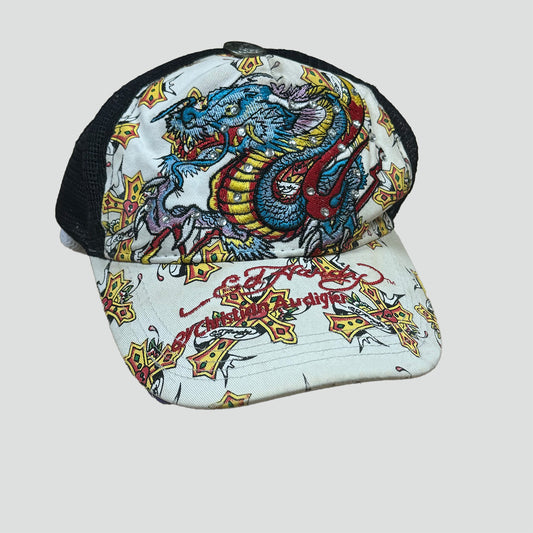 White Ed Hardy cap dragon