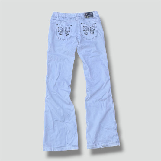 Y2K "Not the Same" bootcut white denim jeans